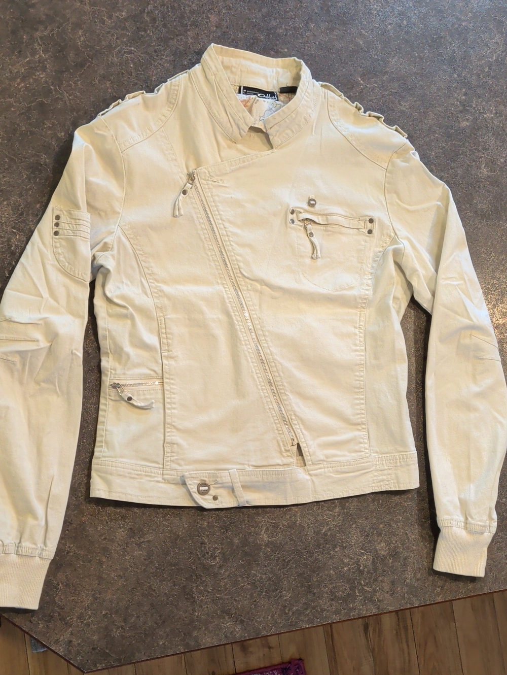 Oakley Cream Asymmetrical Zip Jacket